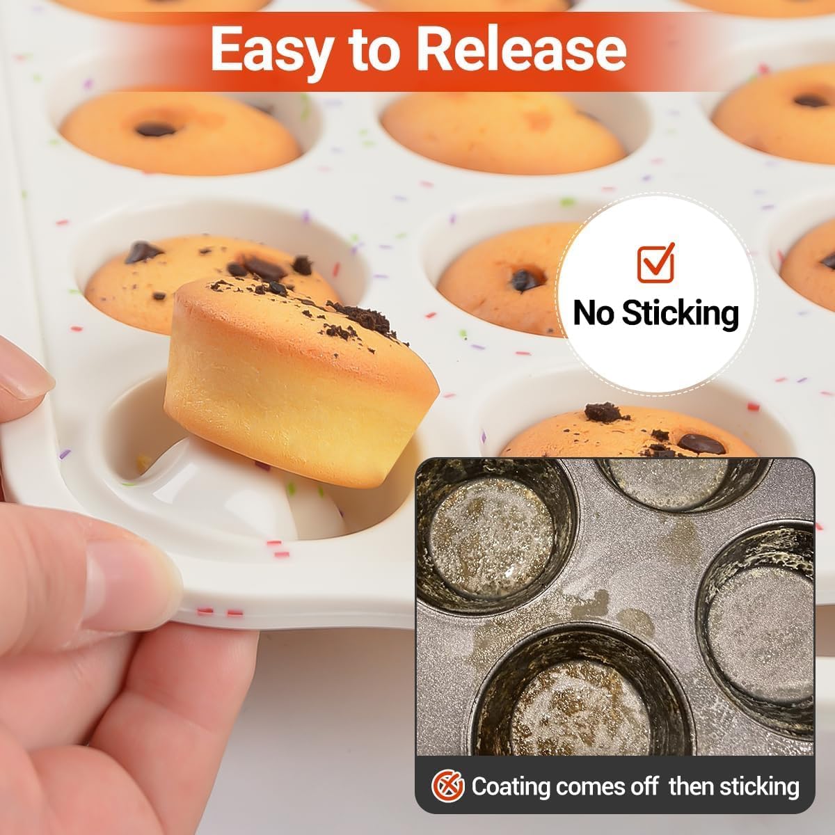 CAKETIME silicone mini muffin pan temperature range for versatile baking