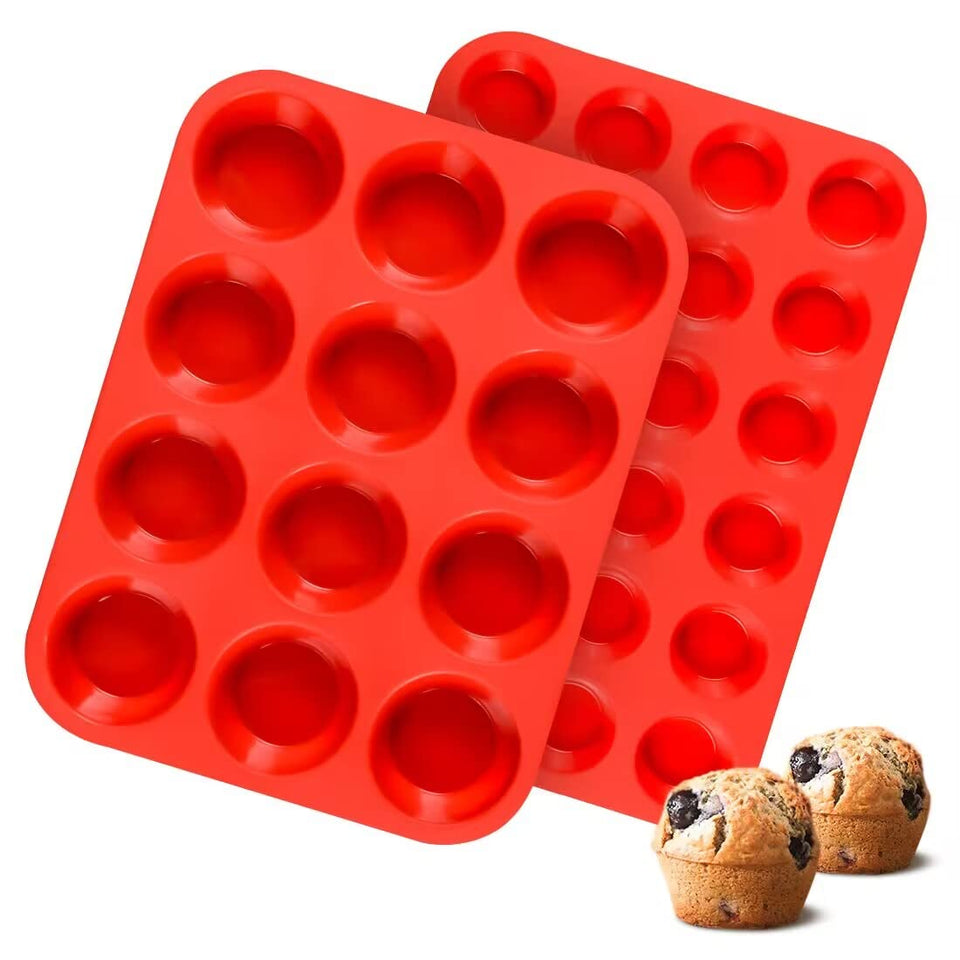 CAKETIME silicone muffin pan 12-cup regular for even muffins and easy release.