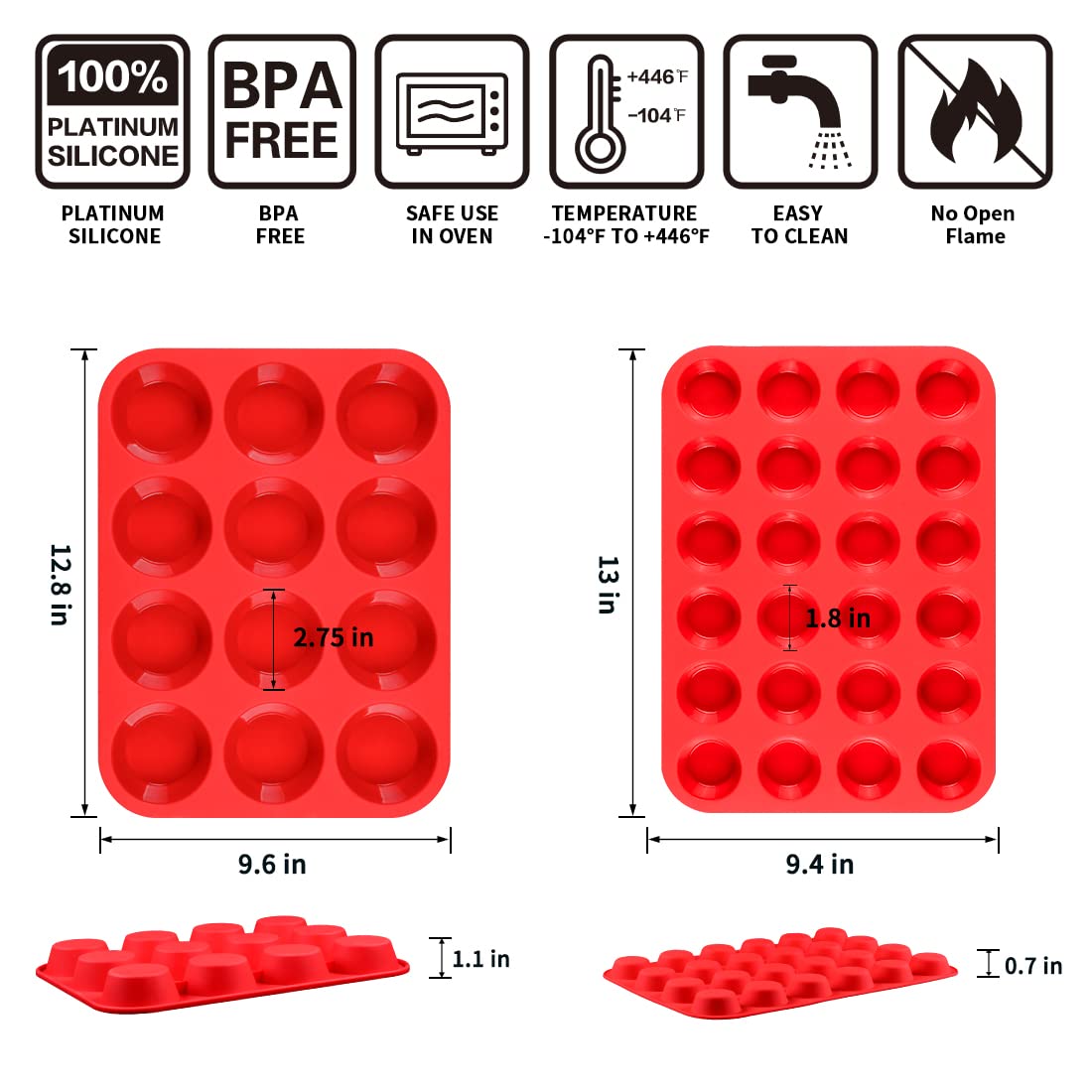 CAKETIME silicone muffin pan 24-cup mini for bite-sized treats and egg bites.