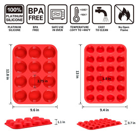 CAKETIME silicone muffin pan 24-cup mini for bite-sized treats and egg bites.