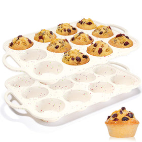CAKETIME silicone muffin pan with reinforced frame for sturdy handling and precise batter release