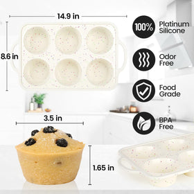 CAKETIME silicone muffin pan nonstick release for easy pop-out