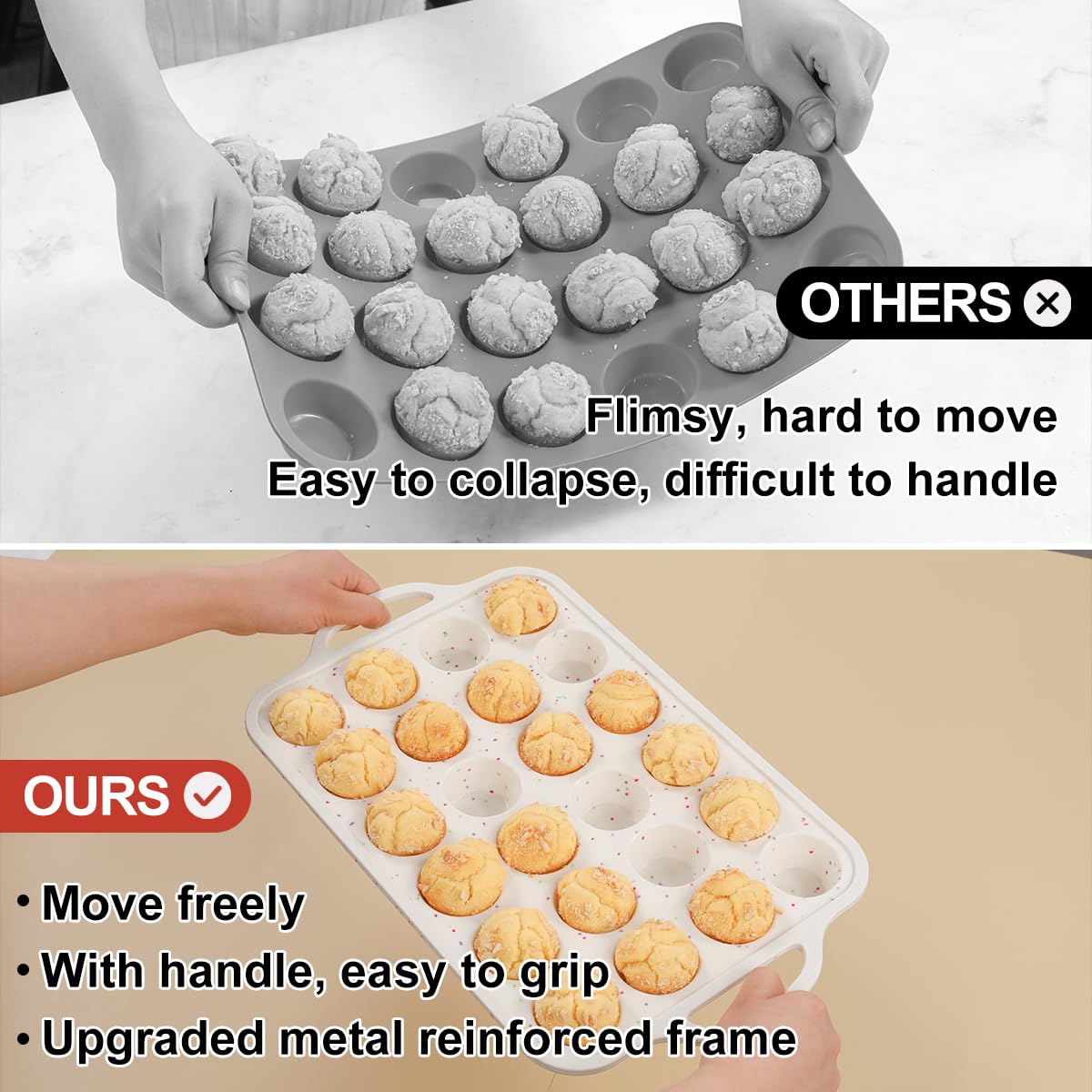 CAKETIME silicone muffin tin allows effortless release of baked goods