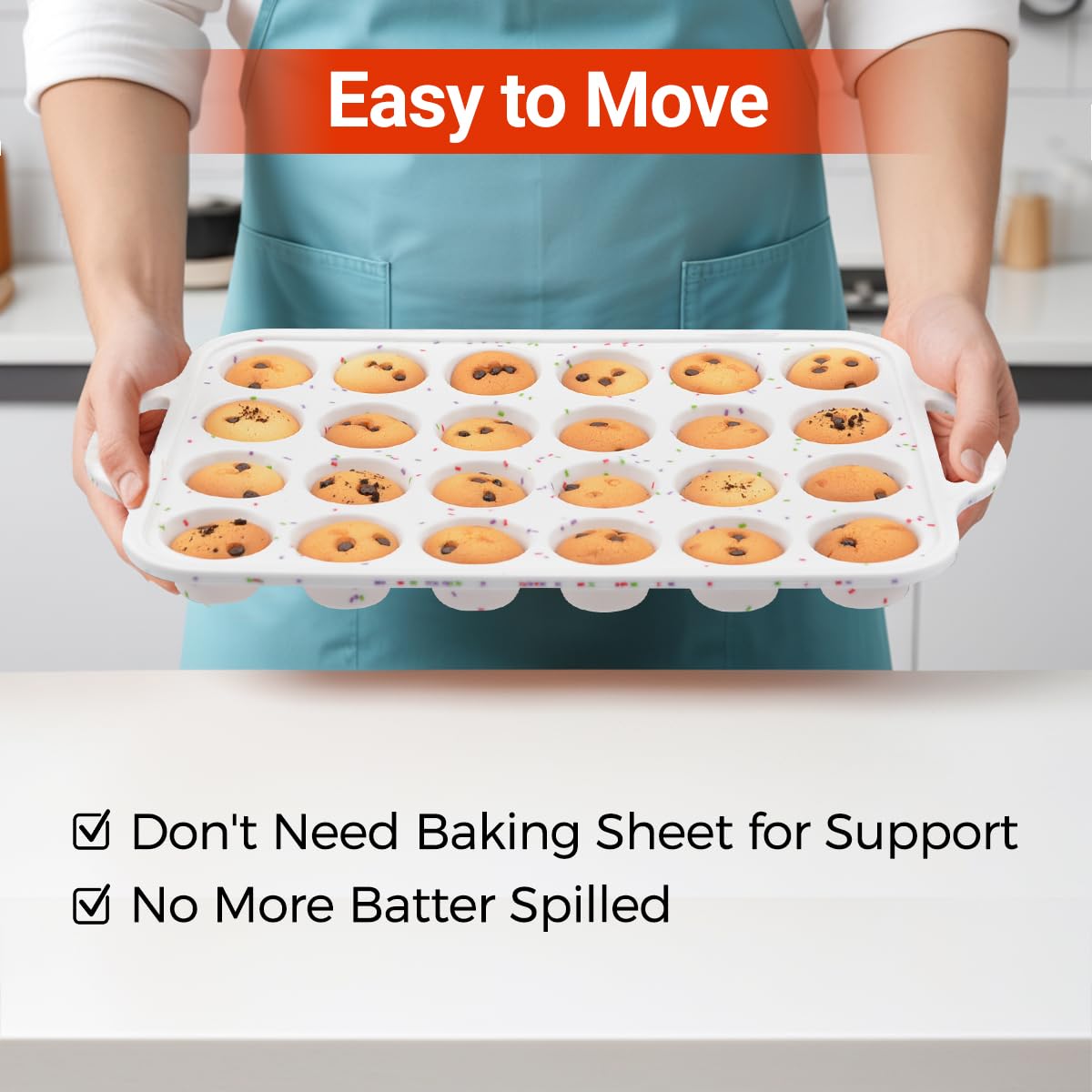 CAKETIME silicone muffin tin releases muffins cleanly for quick cleanup
