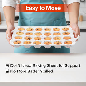 CAKETIME silicone muffin tin releases muffins cleanly for quick cleanup