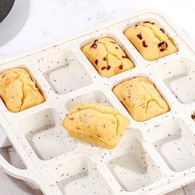 CAKETIME twelve cavities measure compact sizes ideal for mini loaves and snacks.