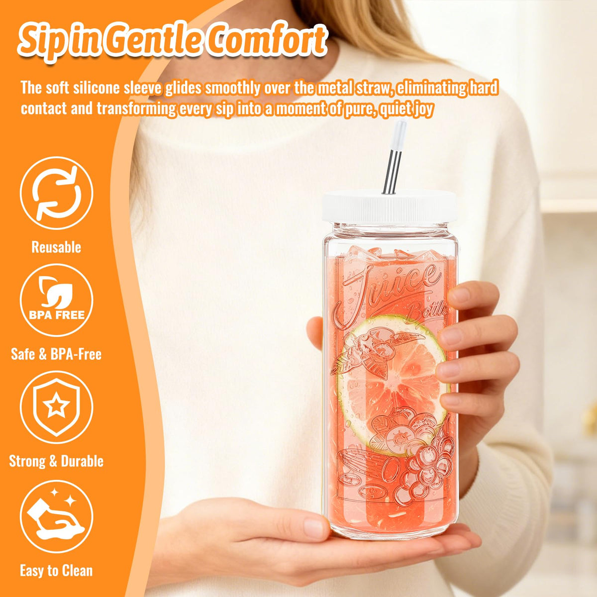 CAKKVDE stainless-steel straws bundle for reusable sipping options.