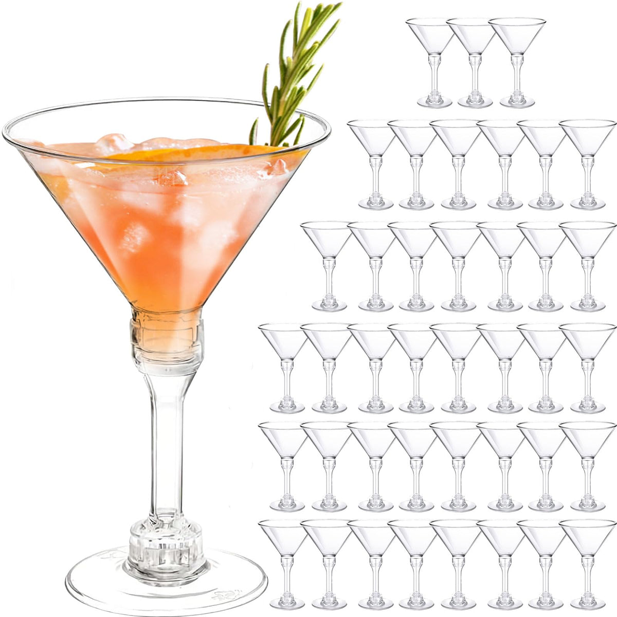 CALBODE 40-pack clear plastic martini glasses 5oz for elegant party service
