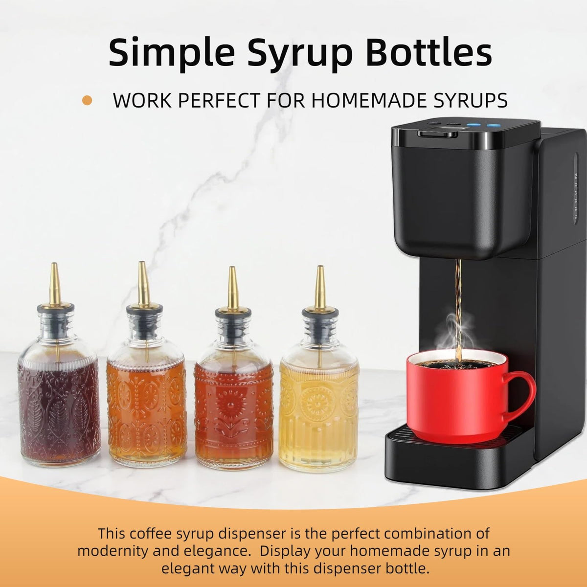 CALFATHN glass syrup bottles with pour spouts for precise control