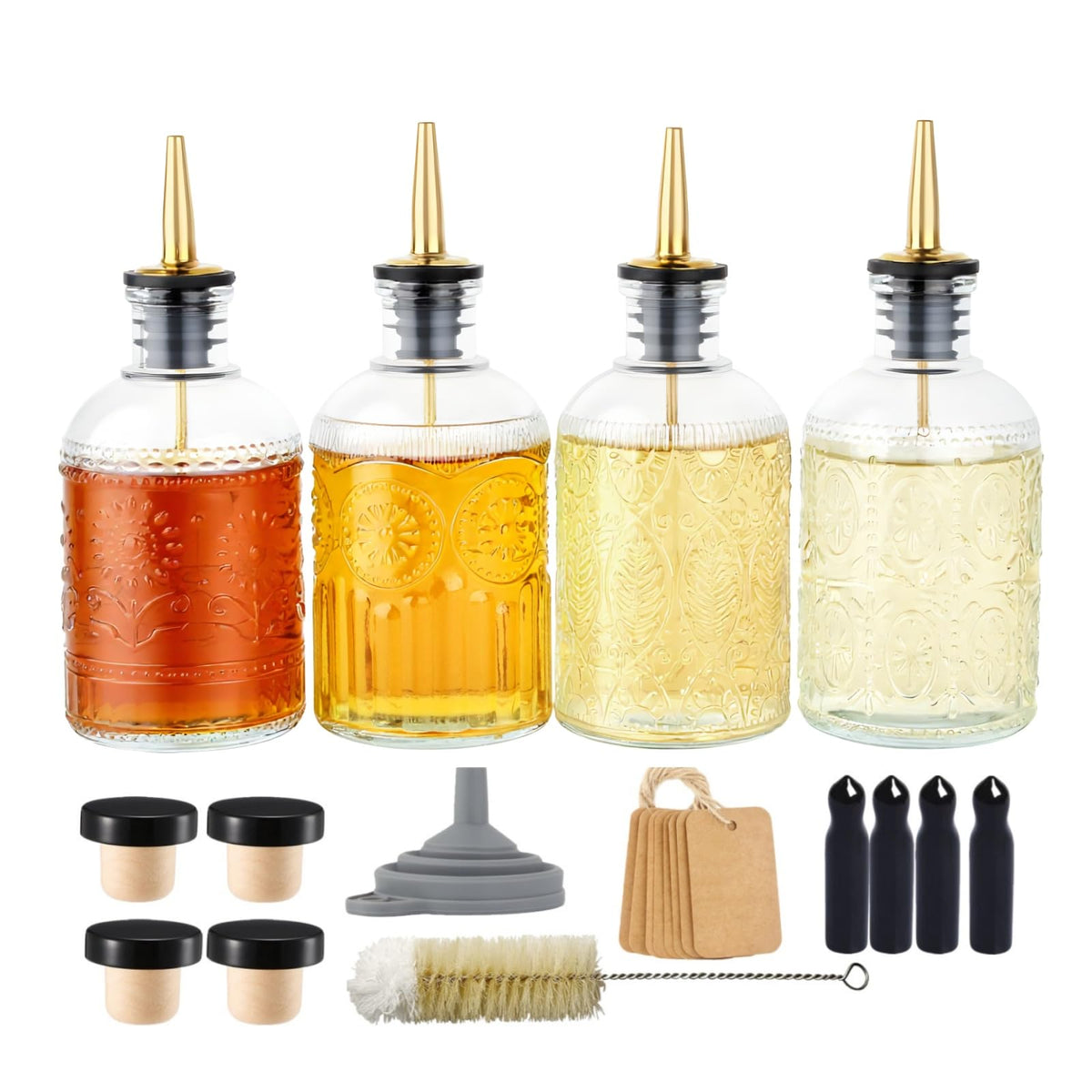CALFATHN simple syrup bottles set of four for organized pouring