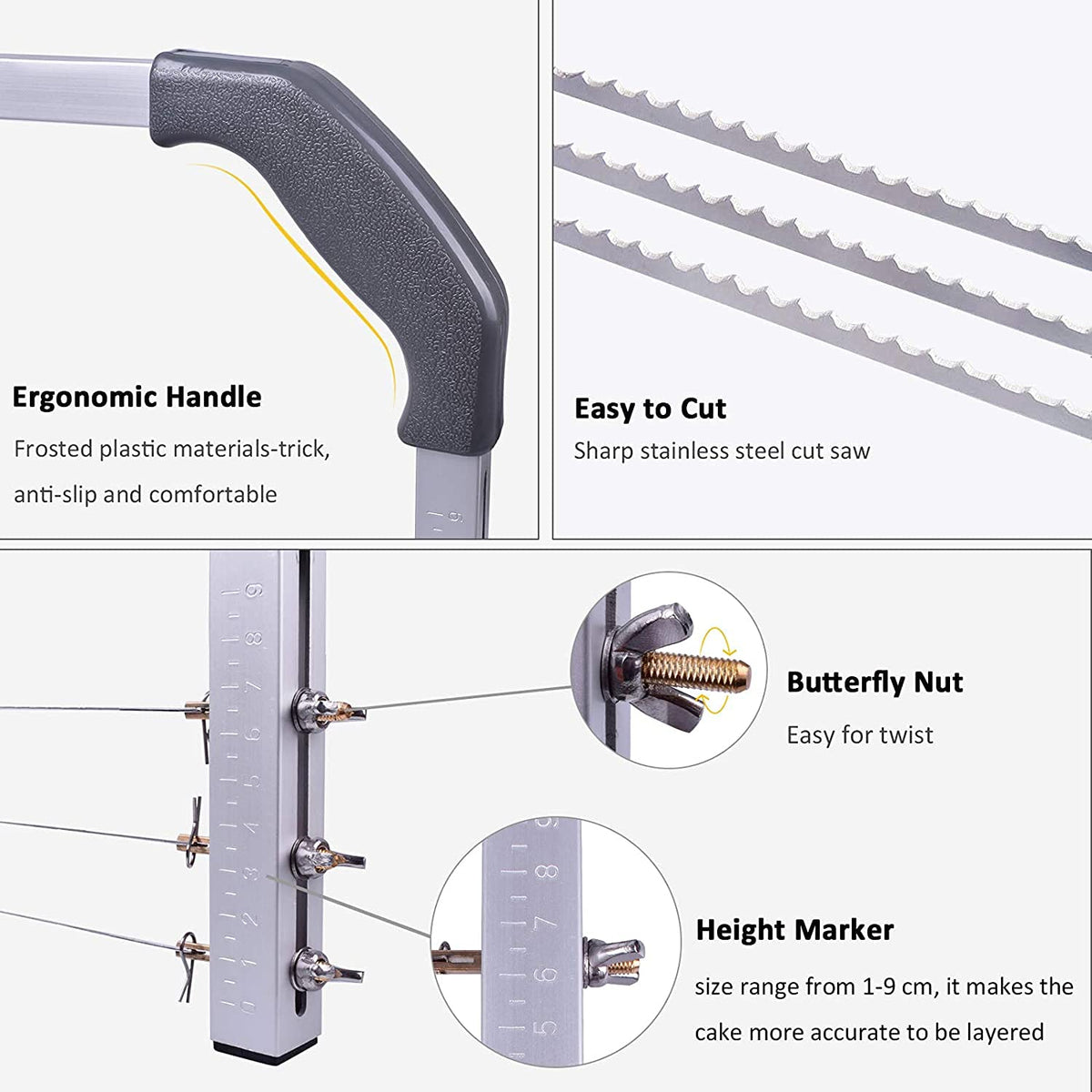 CALOPET cake cutter aluminum shaft keeps the tool lightweight.