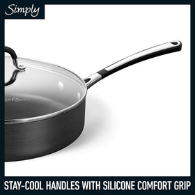 Calphalon 3-quart sauté pan with lid for sautéed vegetables.