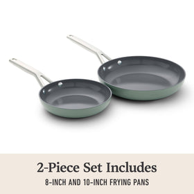 Calphalon Ceramic Nonstick pan demonstrates oven-safe up to 450°F.