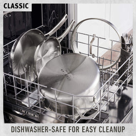 Calphalon Classic 2.5-quart sauce pan with cover for sauces and reheats.