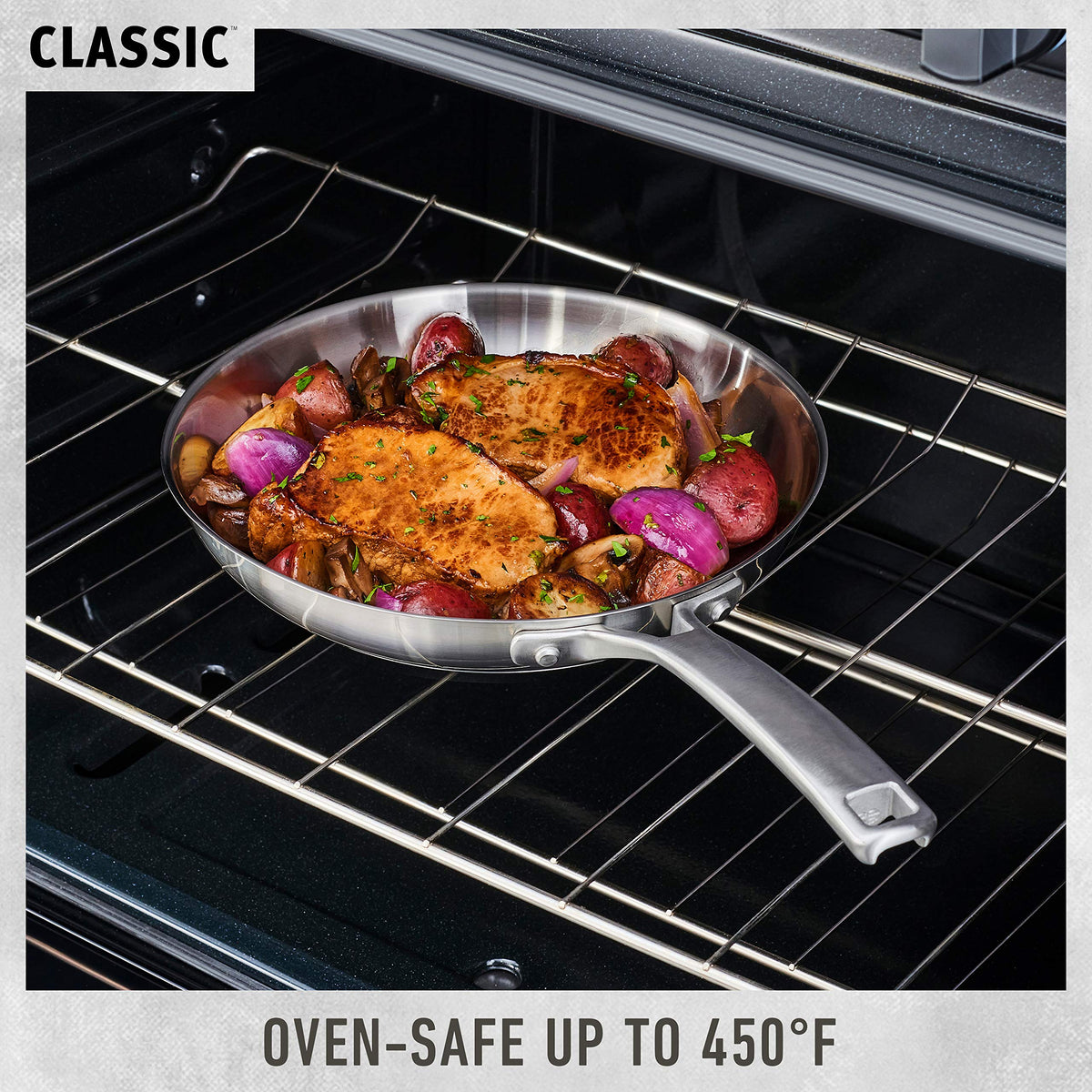Calphalon Classic 3-quart sauté pan with cover for sautéing vegetables.