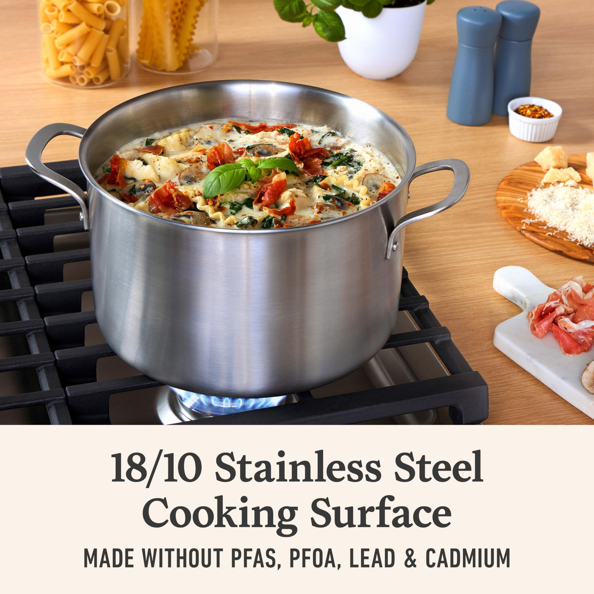Calphalon oven-safe up to 450°F for seamless stovetop-to-oven cooking