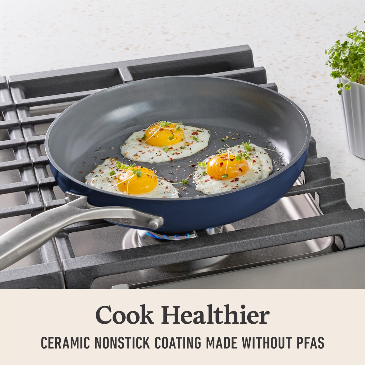 Calphalon Premier ceramic nonstick surface detail showing scratch resistance