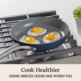 Calphalon Premier ceramic nonstick surface detail showing scratch resistance