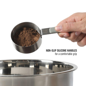 Calphalon Prime taupe-silicone grip close-up for comfortable handling.