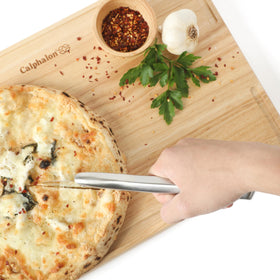 Calphalon Prime stainless steel handle offering a comfortable grip during prep.