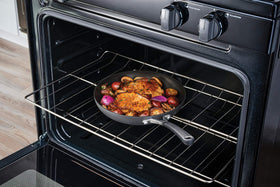Calphalon stay-cool-handles highlight safe, comfortable grip during cooking.