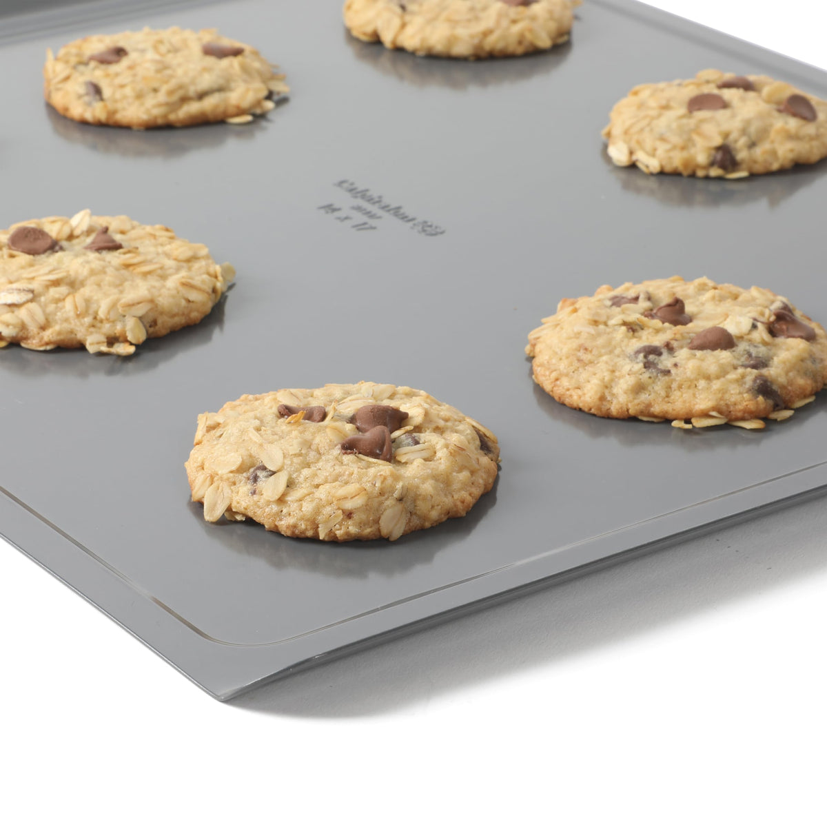 Calphalon Titan cookie sheet oven safe up to 500°F for versatile baking.