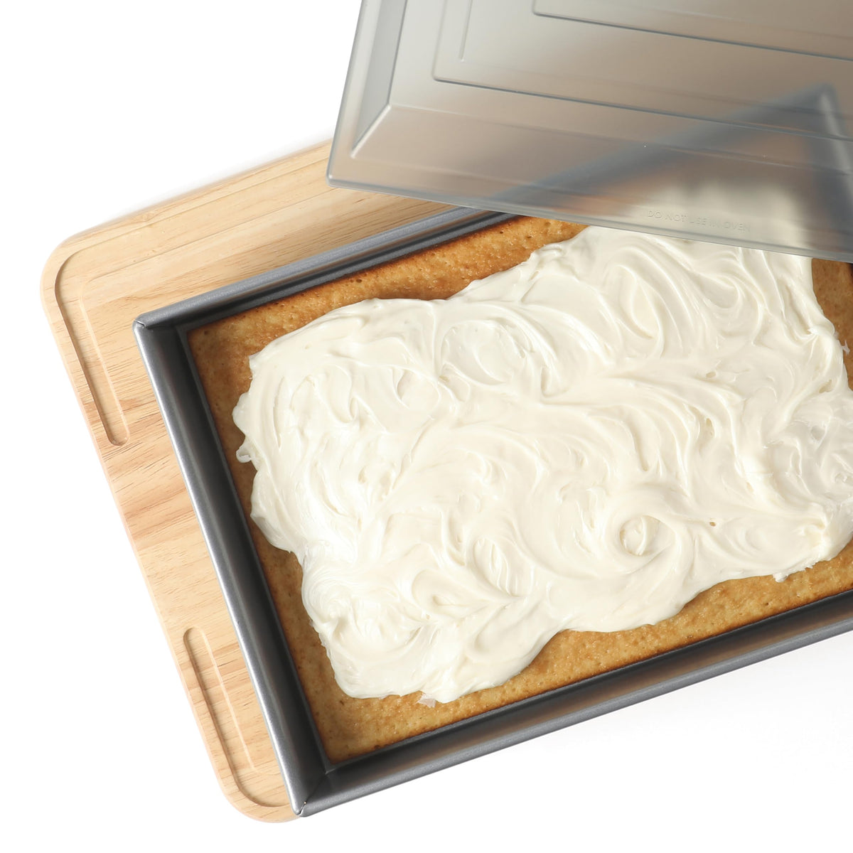 Calphalon Titan pan distributes heat evenly for golden crusts.