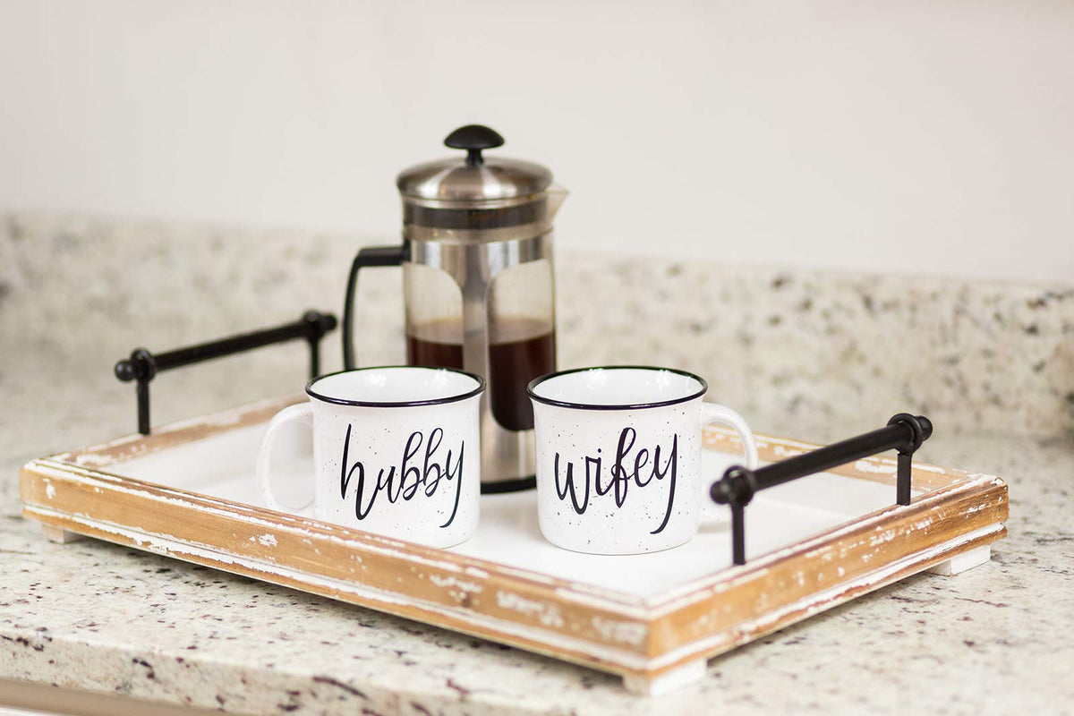 Close-up of CAM N HONEY ceramic mug showing durable glaze
