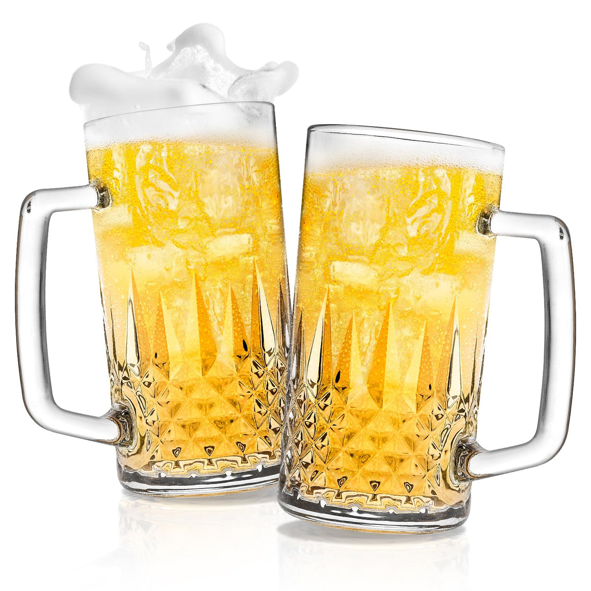 Cambareign 20oz crystal beer mugs with handles for a crisp, flavorful pour.