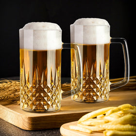 Lead-free, durable mugs with thick handles for easy gripping.