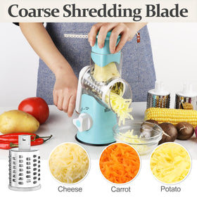 Cambom slicing blade on cheese grater enables even cheese slices