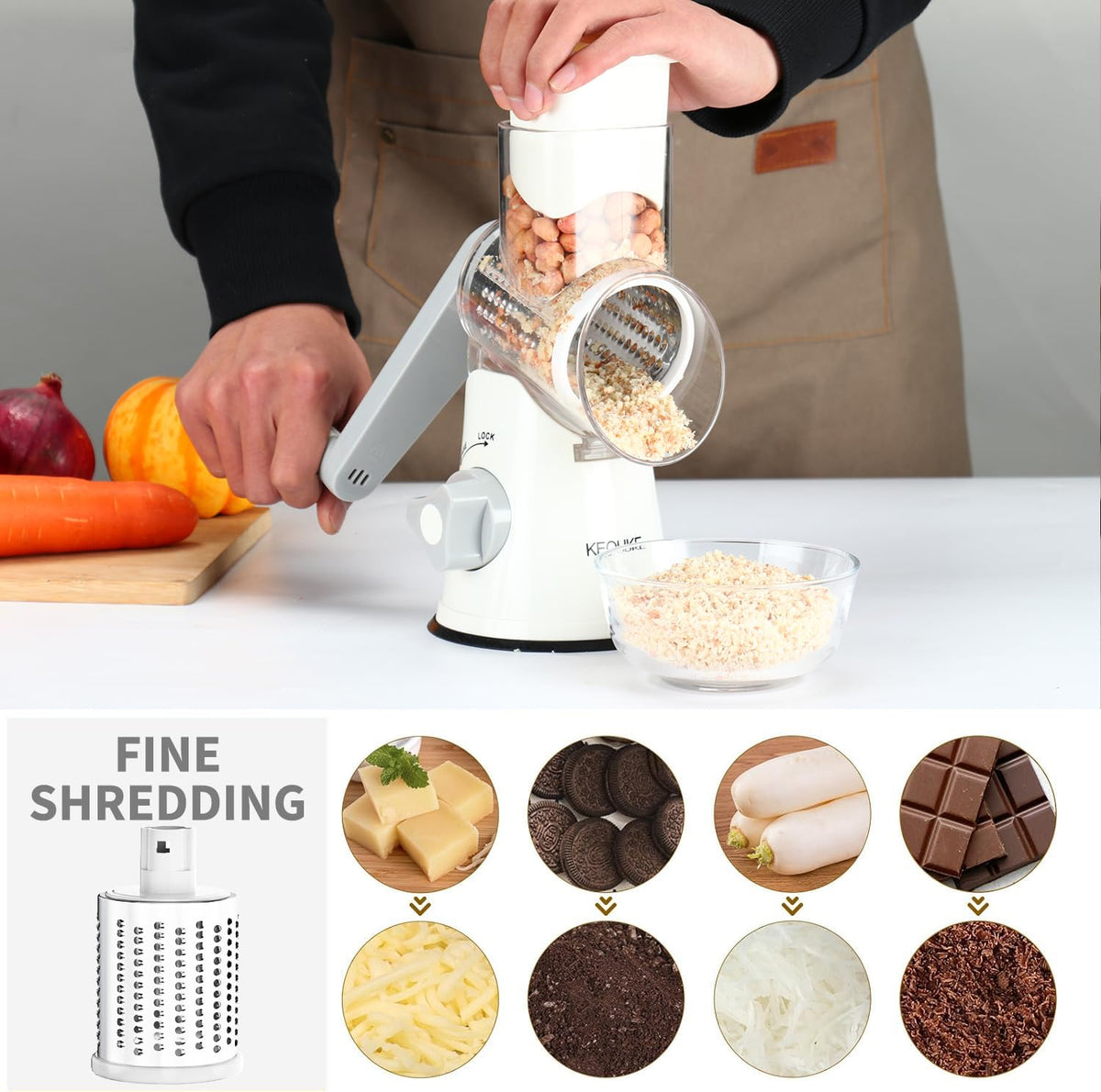 Cambom stainless steel blade delivers robust rust-free shredding performance.