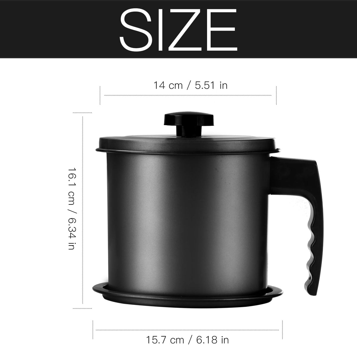 Cambom grease container features a non-stick finish for quick cleaning.