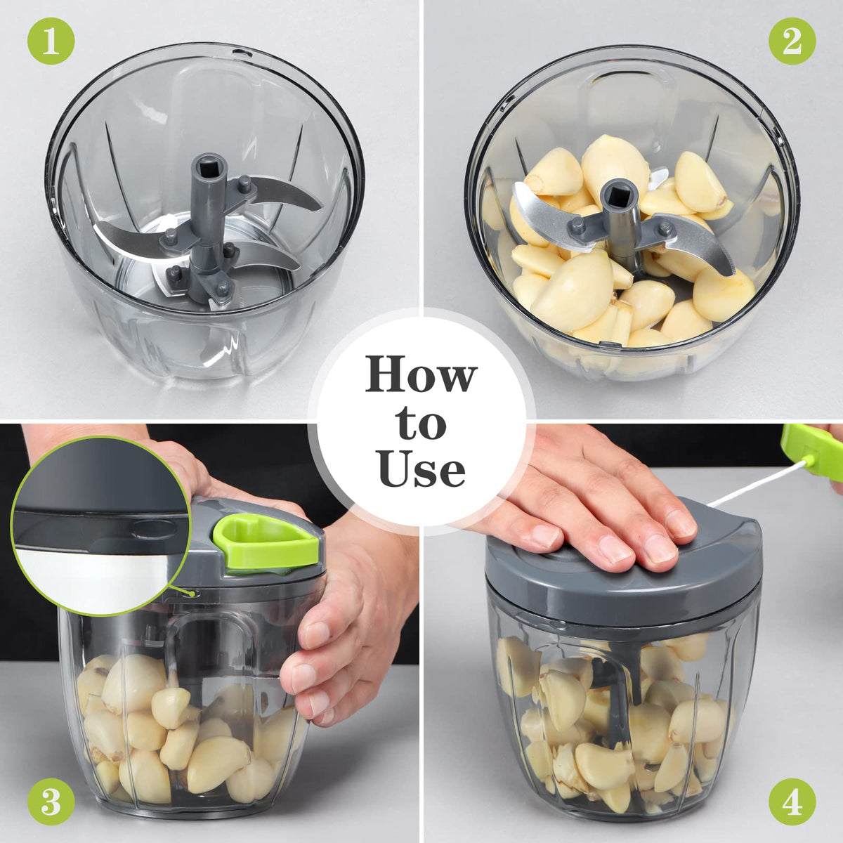 Cambom hand string vegetable chopper in action for fast dicing