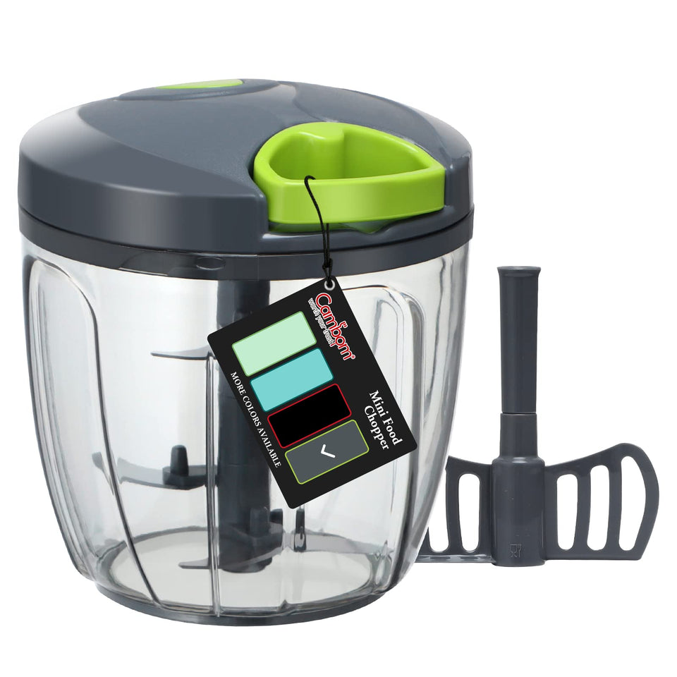 Cambom manual food chopper grey lid for quick veggie prep