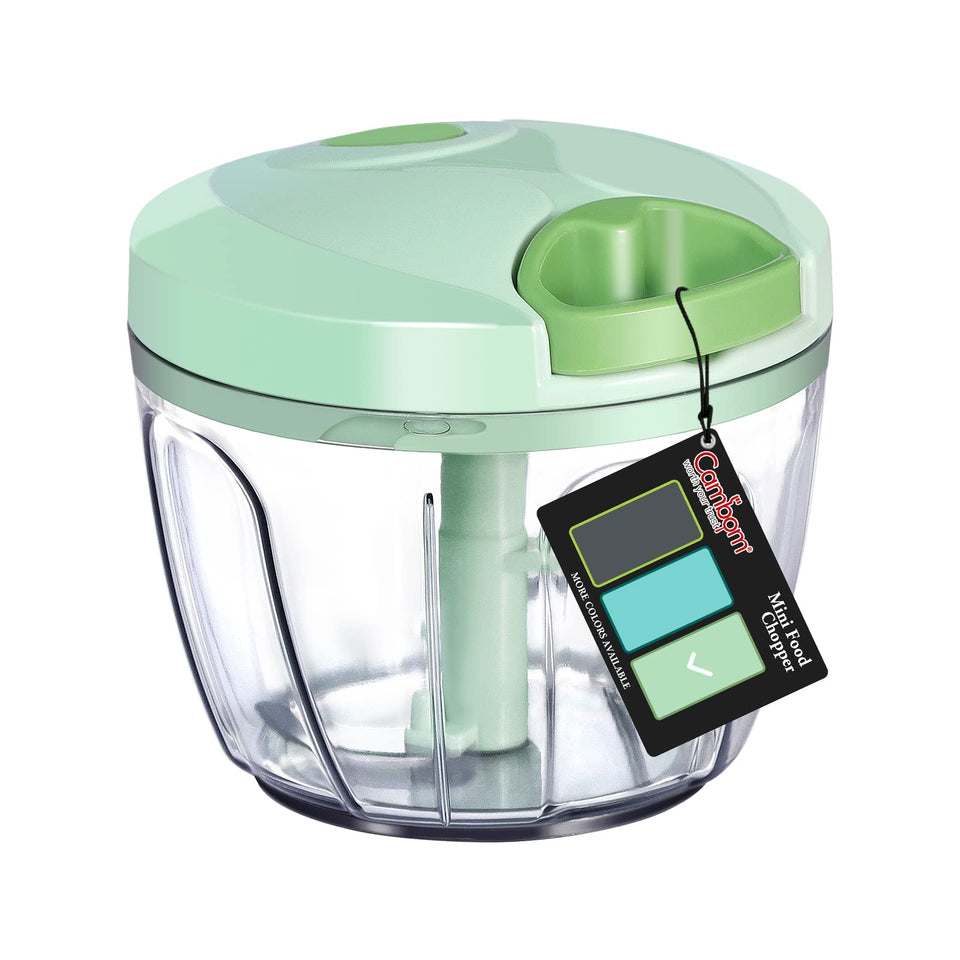 Cambom manual food chopper lid assembly shows a sturdy ABS lid for safe handling.