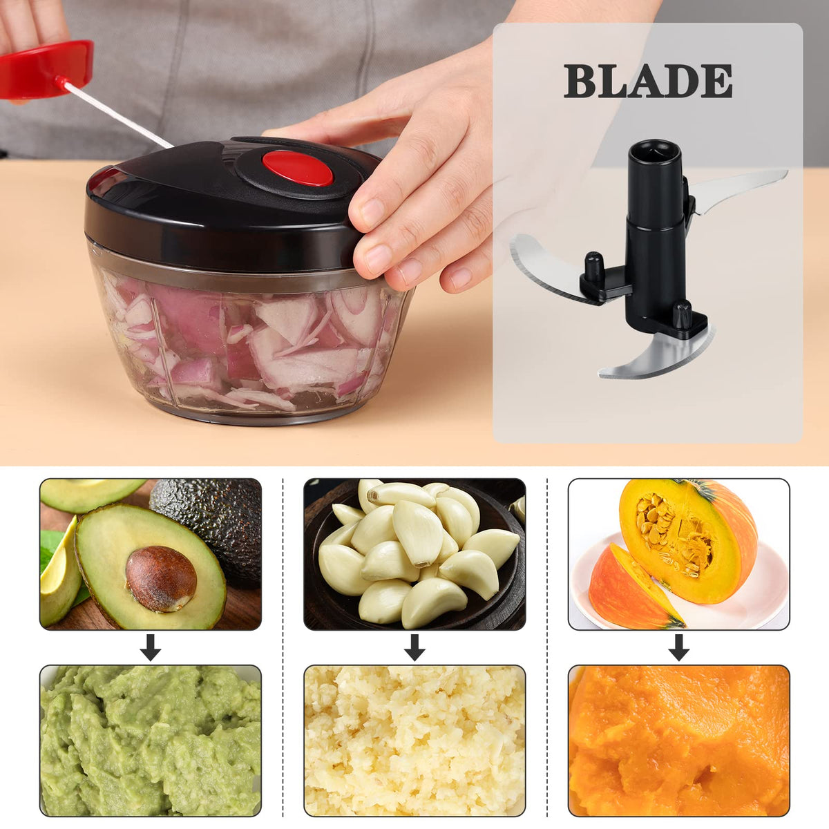 Cambom manual food chopper PS cup is dishwasher-safe for easy cleaning.