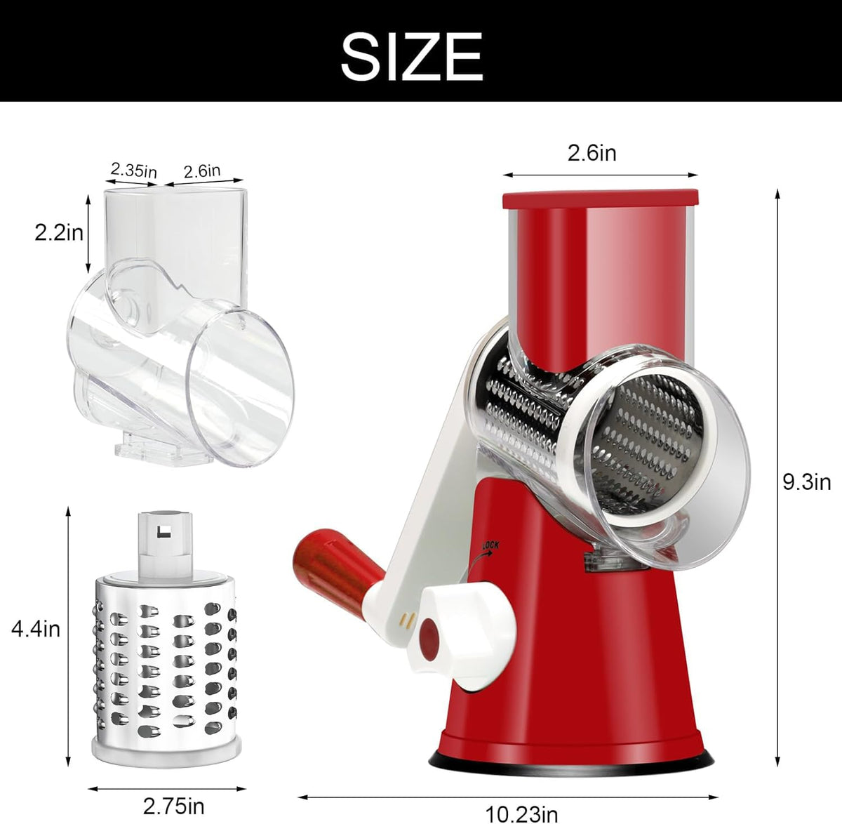 Cambom powerful suction base keeps the grater stable.