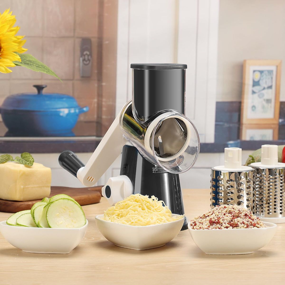 Cambom grater components store compactly when not in use.