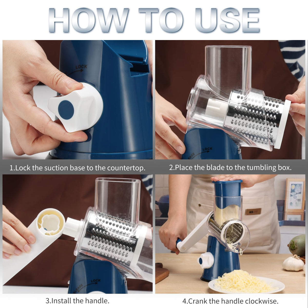 Cambom grater in kitchen prep with vegetables and nuts