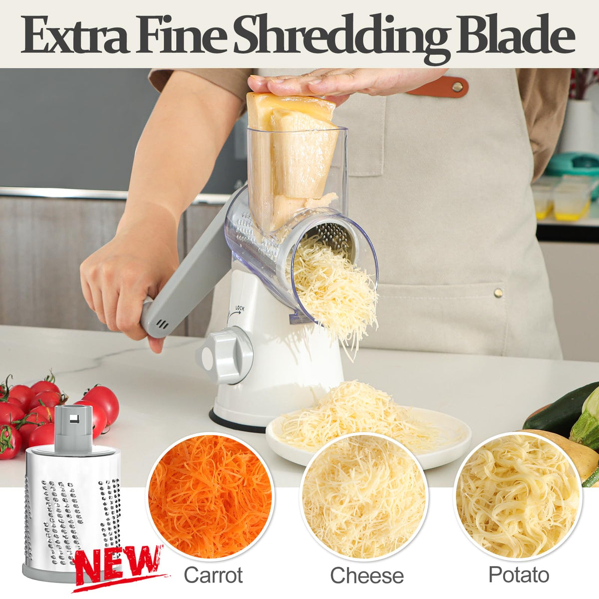 Cambom stainless steel blades deliver sharp shredding for fresh dishes