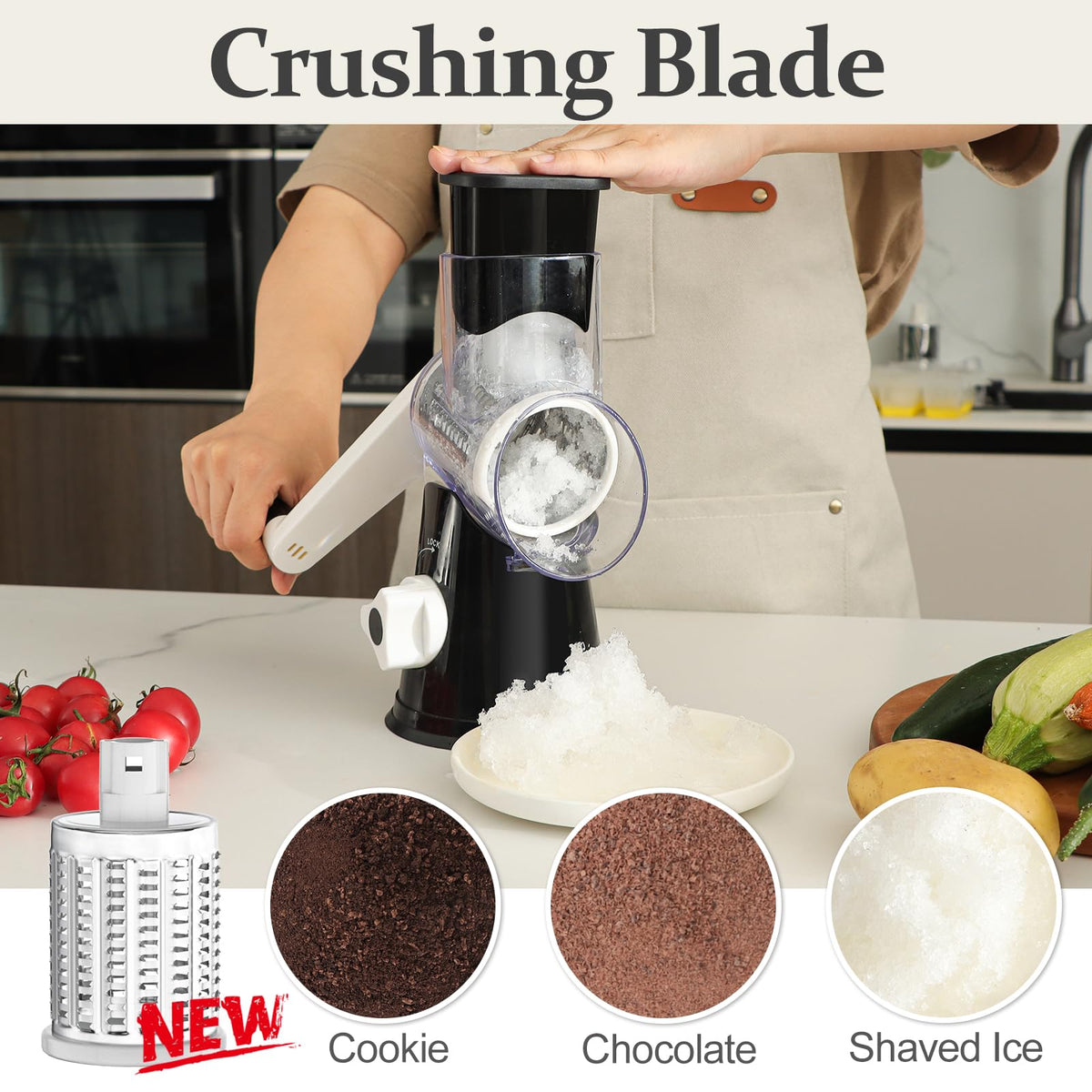 Cambom stainless steel blades deliver sharp, rust-resistant shredding for cheese and vegetables.