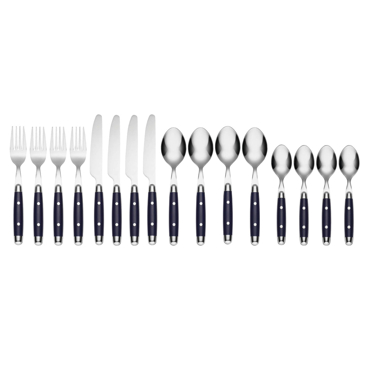 Cambridge Jubilee Blue dining fork with retro oval handle for sturdy style.