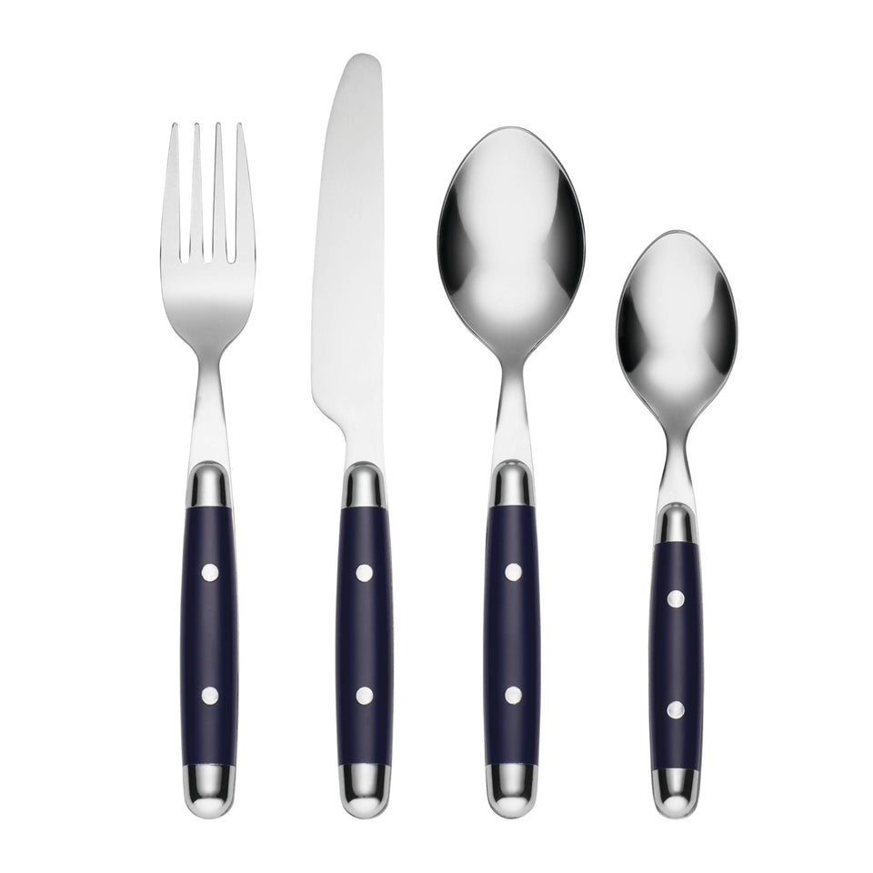 Cambridge Jubilee Blue 16-piece flatware set for daily dining and easy cleanup.