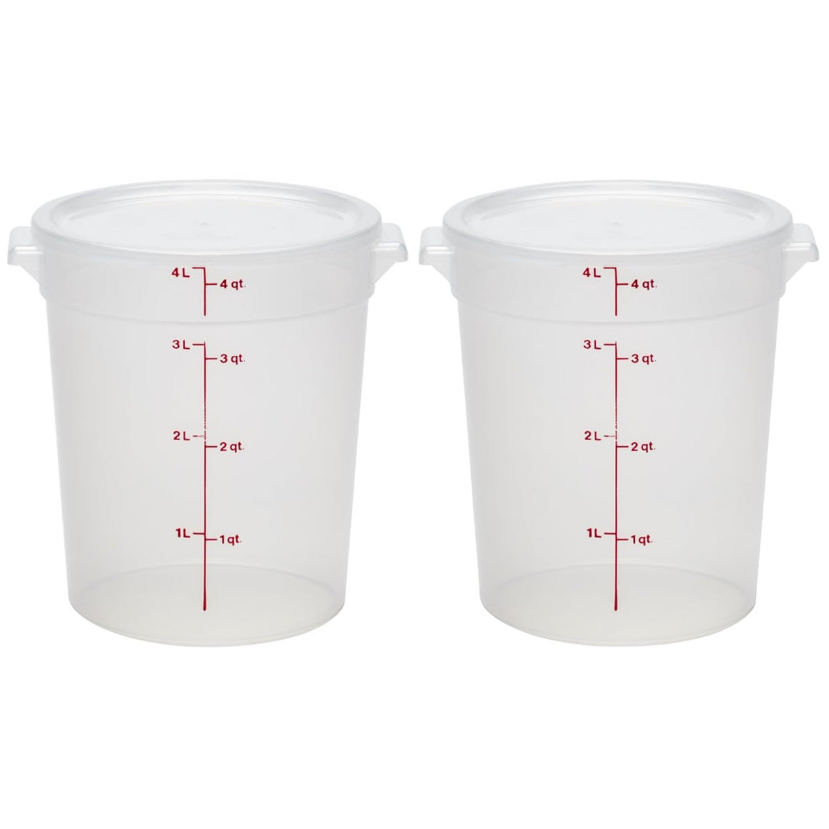 Cambro 4 Qt round container with lid, ideal for meal prep and portion control.