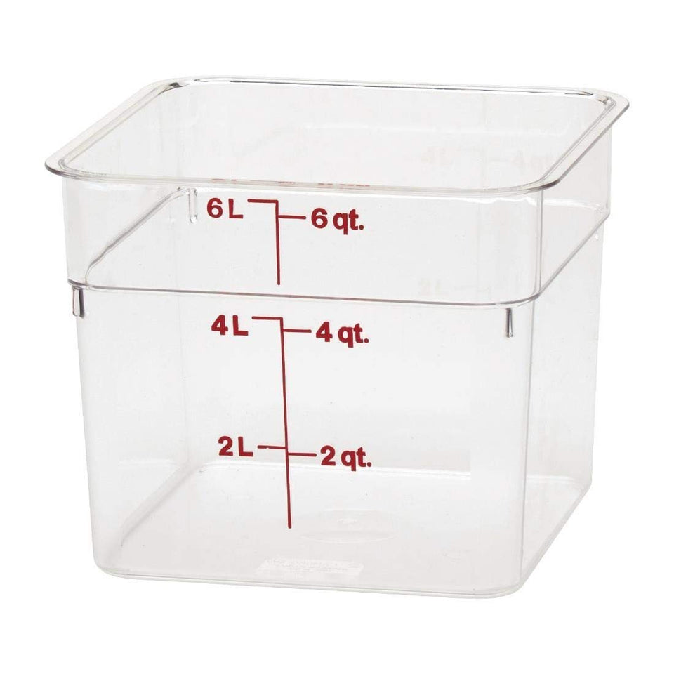 Cambro classic-square 6 qt container with clear polycarbonate for quick content identification