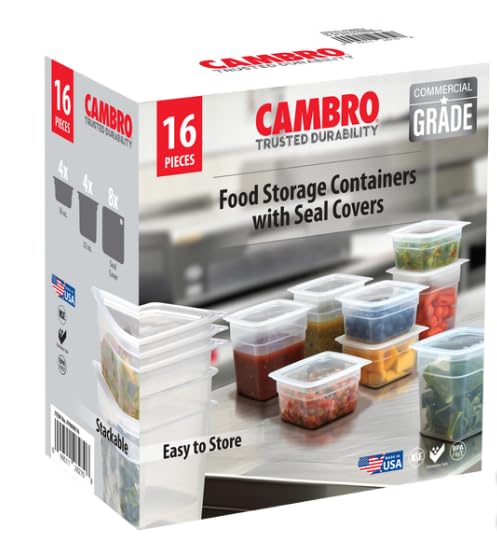 Cambro FreshPro mini containers with lids, front view for compact storage
