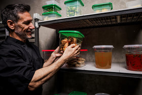 Cambro meal-prep square container for organized portions.