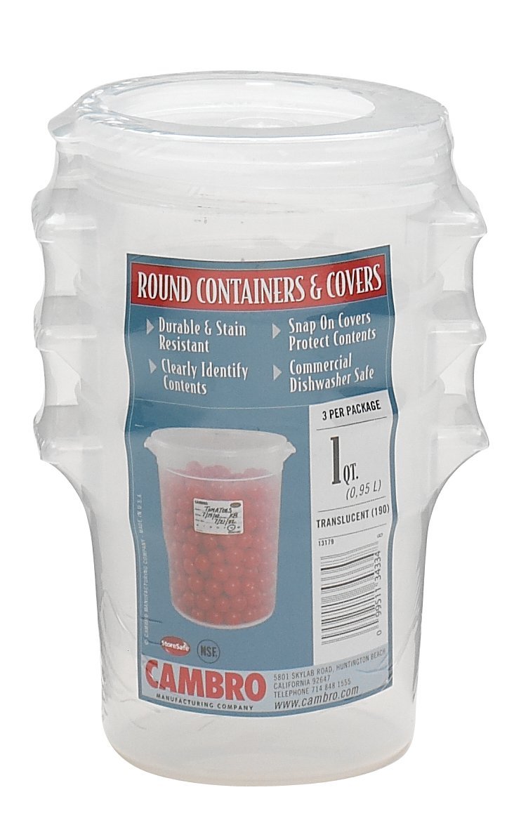 Cambro round 1-quart container with lid for easy fridge storage and meal prep