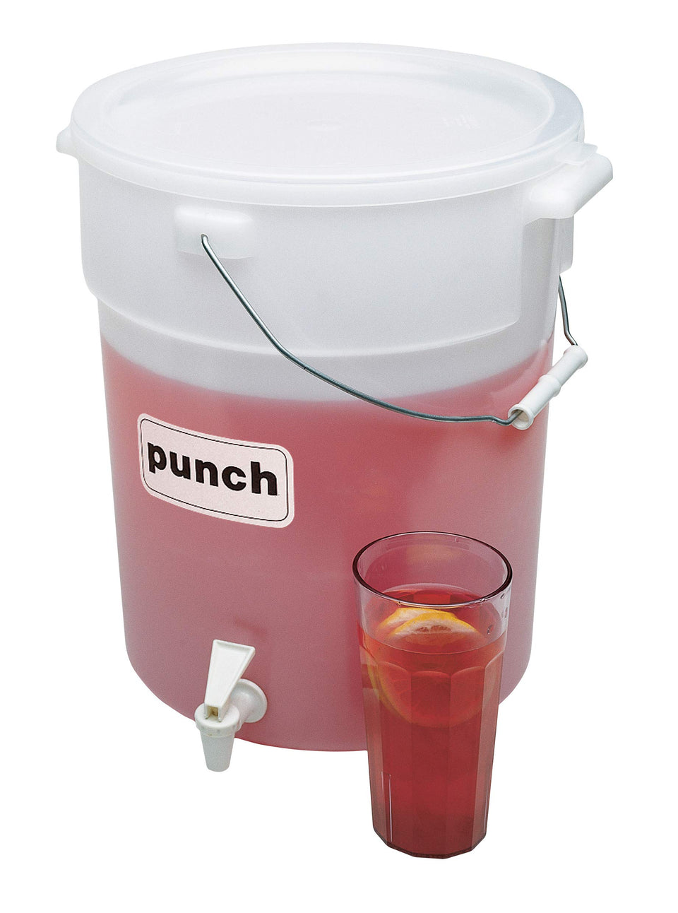Cambro six-gallon beverage dispenser white front view ideal for large catering events